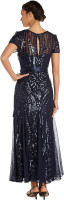 R&M Richards Womens Plus Formal Sequined Evening Dress 4 Petite Navy