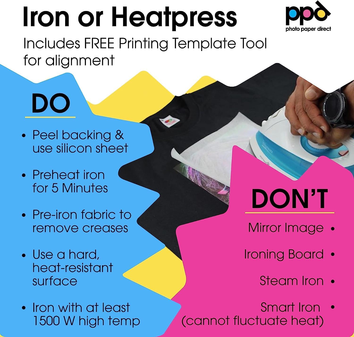PPD Iron on Transfer Paper for Dark Fabric Compatible with Inkjet Printer, 8.5 x 11 Printable T Shirt Heat Transfer Papers, Custom Print Photo, Durable, Flexible & Machine Washable (10 Sheets) 10 Sheets (8.5 x 11)