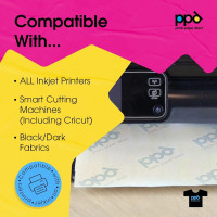 PPD Iron on Transfer Paper for Dark Fabric Compatible with Inkjet Printer, 8.5 x 11 Printable T Shirt Heat Transfer Papers, Custom Print Photo, Durable, Flexible & Machine Washable (10 Sheets) 10 Sheets (8.5 x 11)