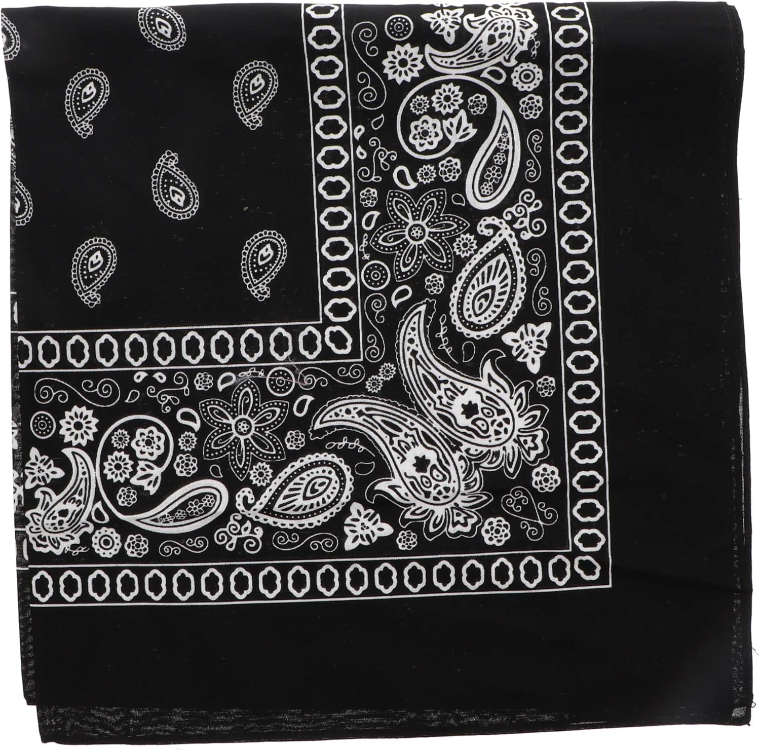 Motique Accessories Extra Large Paisley Bandana 27x27 Inch - Set of 4 2 Olive 2 Black