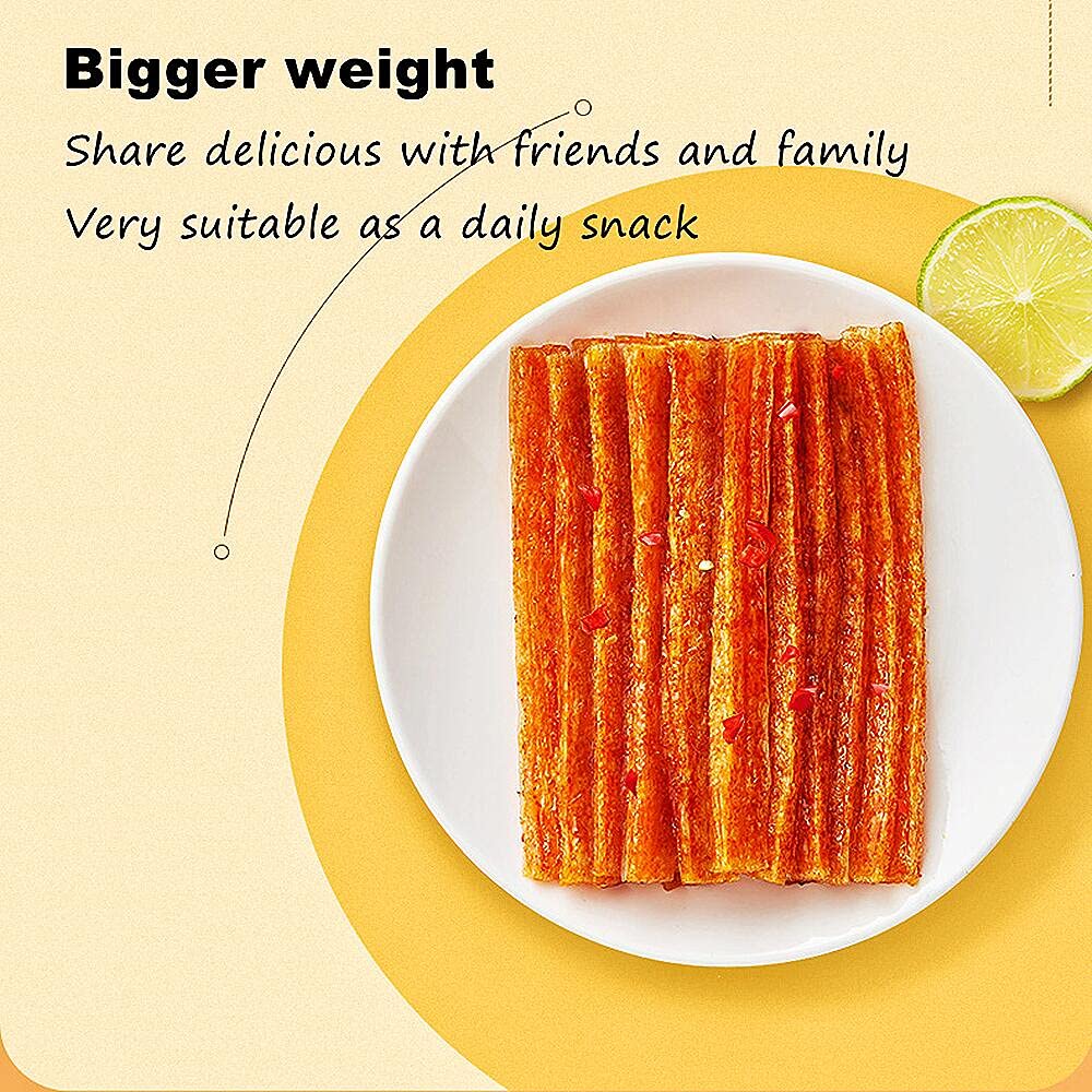 Spicy Strips - Spicy Gluten Latiao, Chinese Special Casual Snack Food, Made From Wheat/Chili/Spice, Low Sugar and Low Calories, Best Vegan, 102g (Pack of 3) 102g*2