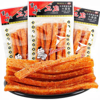 Spicy Strips - Spicy Gluten Latiao, Chinese Special Casual Snack Food, Made From Wheat/Chili/Spice, Low Sugar and Low Calories, Best Vegan, 102g (Pack of 3) 102g*2