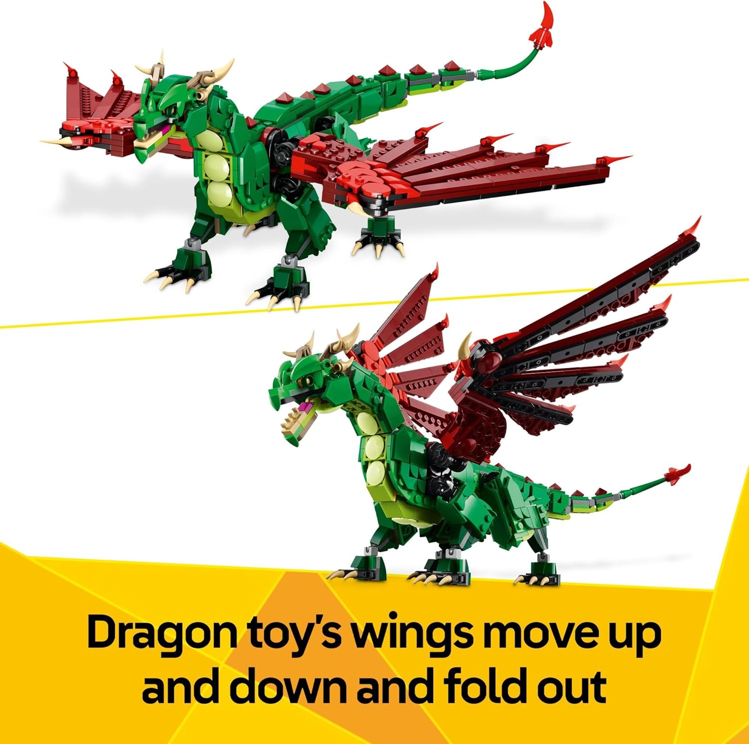 LEGO Creator 3 in 1 Medieval Dragon Toy - Building Toy with 3 Build Options, Dragon, Sea Serpent, or Phoenix - Fantasy Set for Kids, Boys and Girls, Ages 9+ - Gift Idea for Birthdays - 31161