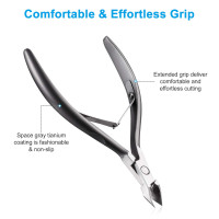 Cuticle Trimmer 3/4 Jaw Extremely Sharp Cuticle Nippers Scissors Stainless Steel Clippers Cutter Remover Pedicure Manicure Nail Tool, opove X7, Space Gray X7 Nippers Gray