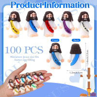 Bememo 100 Pcs Little Jesus Figures Jesus Loves You Original Design Rubber Pocket Toys Little Figures to Hide and Seek Sunday School Religious Party Share Gifts(Vibrant Color)