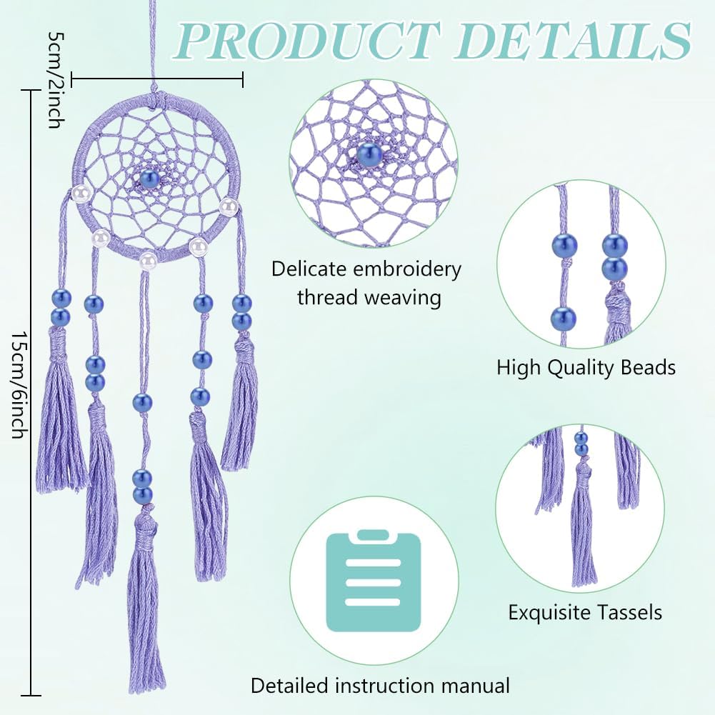 INFUNLY 24PCS DIY Small Dream Catcher Kits for Beginners Colorful Handmade Dreamcatcher Kit for Starters DIY Mini Ornament Making Kit for Bedroom Car Mirror Keychain bag Bohemian Decoration Craft Gift