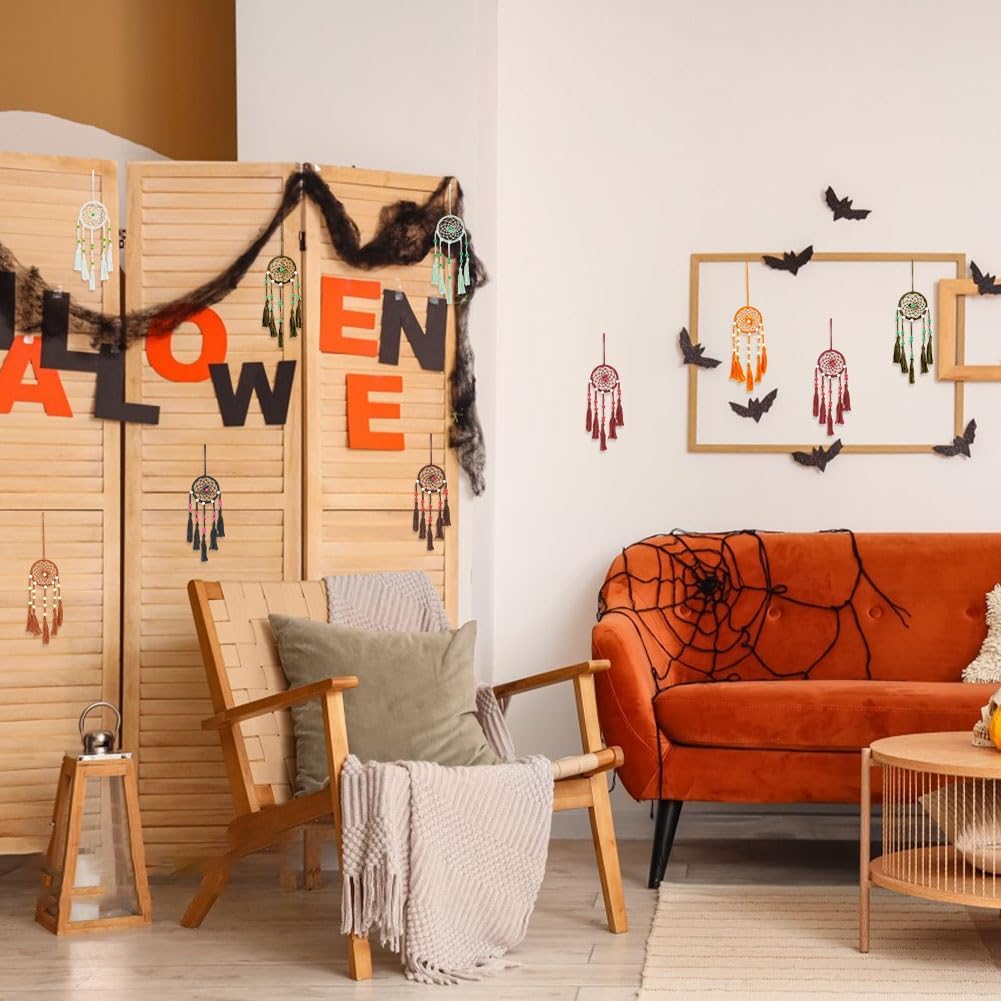 INFUNLY 24PCS DIY Small Dream Catcher Kits for Beginners Colorful Handmade Dreamcatcher Kit for Starters DIY Mini Ornament Making Kit for Bedroom Car Mirror Keychain bag Bohemian Decoration Craft Gift