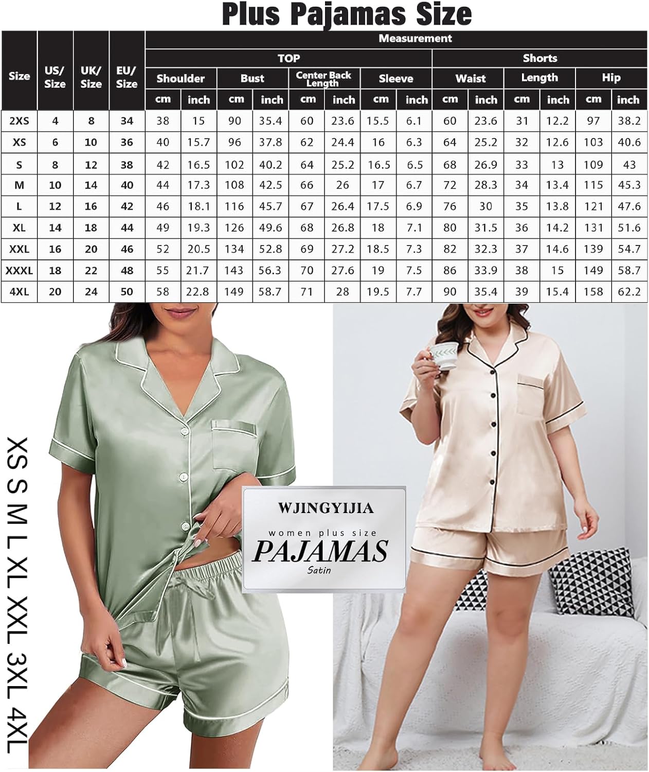 4Pcs Womens Satin Silky Pajama Sets Short Sleeve Shirt XS-4XL Floral Pajamas Set Soft PJ Loungewear Sleepwear Small Sage-w