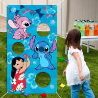 Stitch Party Supplies, Stitch Toss Games with 4 Bean Bags Set, Party Games Hanging Banner Outdoor Throwing Game for Boys Girls, Stitch Party Activities Decorations Gifts