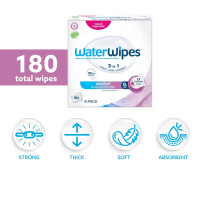 WaterWipes Sensitive+ Body & Intimate Wipes, 3-In-1 Cleans, Cares, Protects, 99.9% Water, Unscented & Hypoallergenic Hygiene Wet Wipes, Adult Care, 90 Wipes (3 Packs)