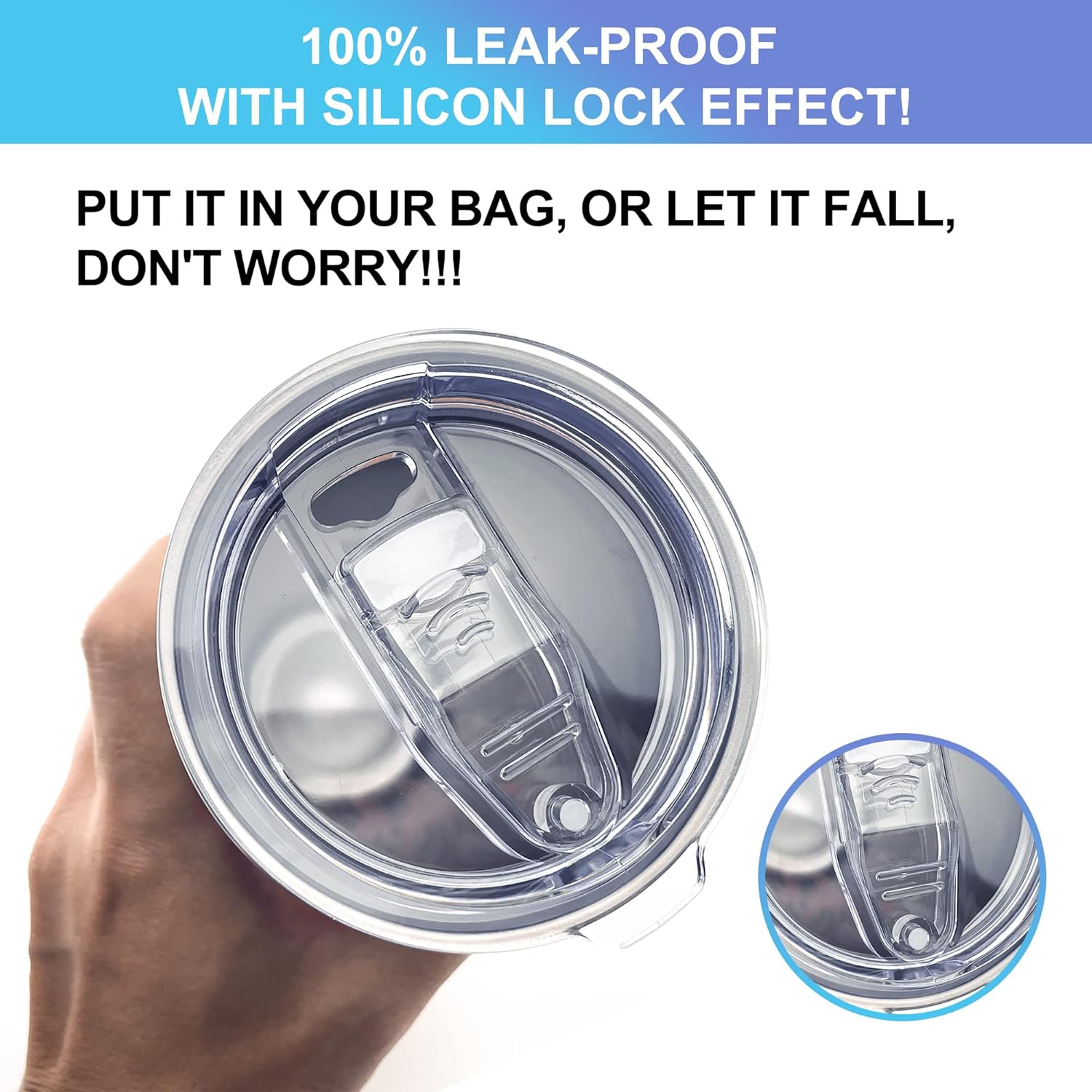 2 Replacement Lids for 20oz Stainless Steel Tumbler Lids-Replaces Only Covers With a Top Diameter of 3.4 inches（Bottom Diameter of 3.23 inches） 20OZ Seal (2 Transparent)