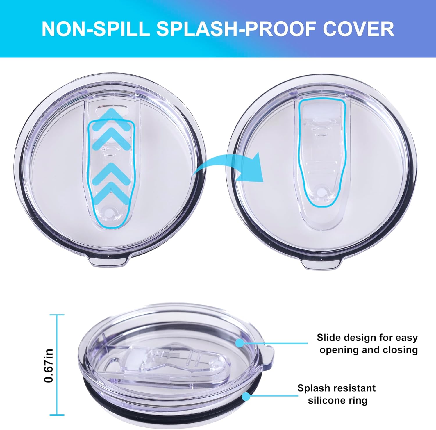 2 Replacement Lids for 20oz Stainless Steel Tumbler Lids-Replaces Only Covers With a Top Diameter of 3.4 inches（Bottom Diameter of 3.23 inches） 20OZ Seal (2 Transparent)