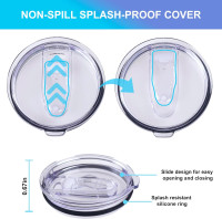 2 Replacement Lids for 20oz Stainless Steel Tumbler Lids-Replaces Only Covers With a Top Diameter of 3.4 inches(Bottom Diameter of 3.23 inches) 20OZ Seal (2 Transparent)