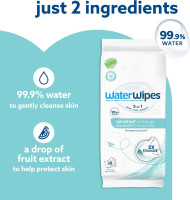 WaterWipes Sensitive+ On The Go Wipes, 3-In-1 Cleans, Cares, Protects, 99.9% Water, Unscented & Hypoallergenic Wet Wipes, 224 Count (8 Packs) 28 Count (Pack of 8)