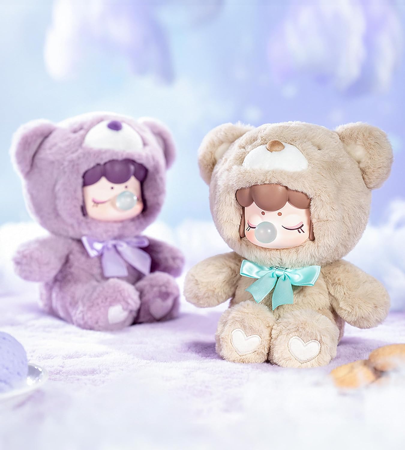 ROBOTIME Plush Doll Blind Box Figure,7 Inches Cute Anime Plush Doll Mystery Box Popular Collectible Toy Creative Kits for Birthday Gifts/Christmas Holiday Chocolate Colorful Plush Bear (1 pcs)