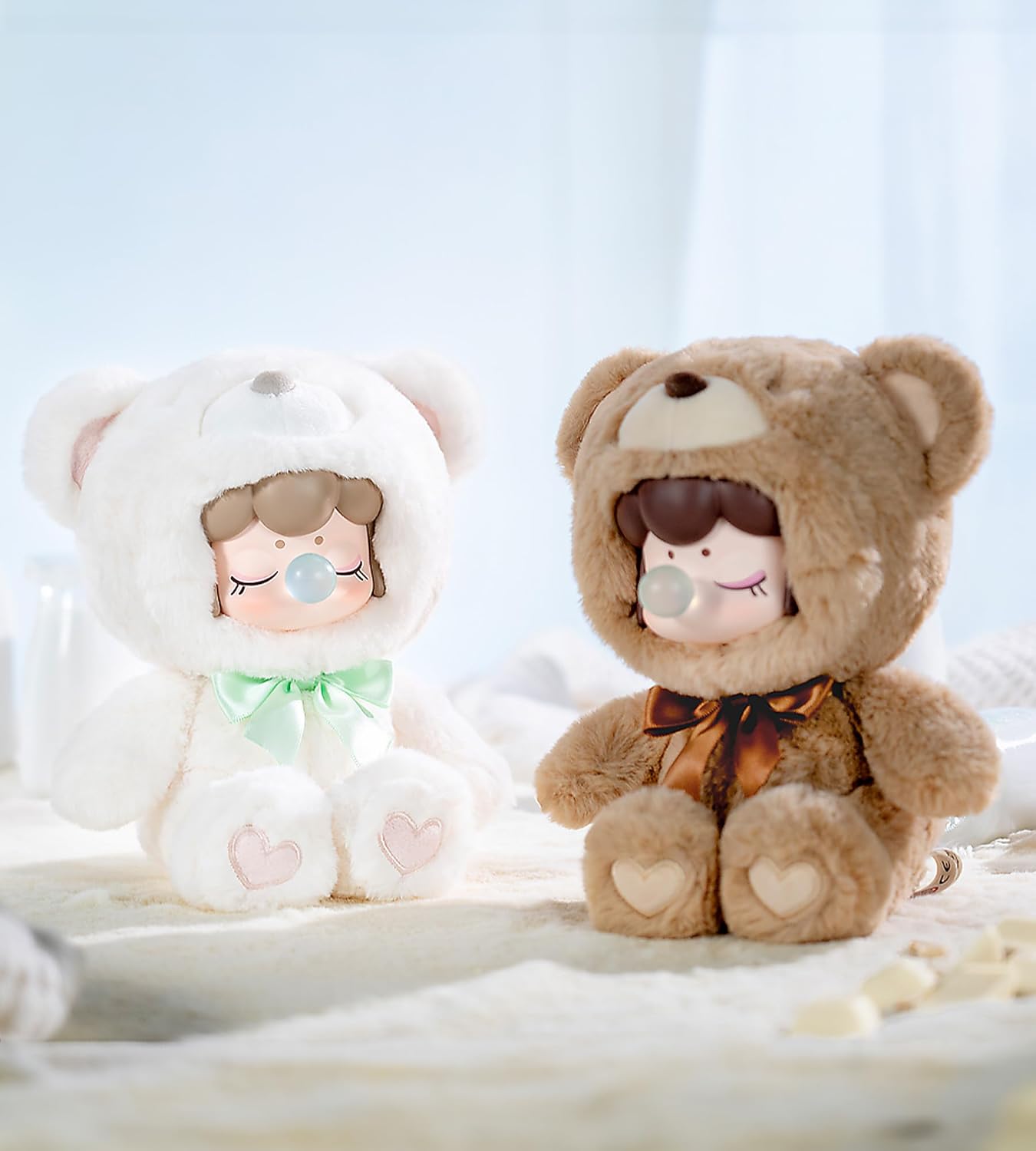 ROBOTIME Plush Doll Blind Box Figure,7 Inches Cute Anime Plush Doll Mystery Box Popular Collectible Toy Creative Kits for Birthday Gifts/Christmas Holiday Chocolate Colorful Plush Bear (1 pcs)