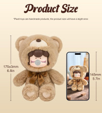 ROBOTIME Plush Doll Blind Box Figure,7 Inches Cute Anime Plush Doll Mystery Box Popular Collectible Toy Creative Kits for Birthday Gifts/Christmas Holiday Chocolate Colorful Plush Bear (1 pcs)
