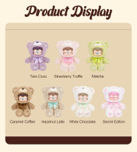 ROBOTIME Plush Doll Blind Box Figure,7 Inches Cute Anime Plush Doll Mystery Box Popular Collectible Toy Creative Kits for Birthday Gifts/Christmas Holiday Chocolate Colorful Plush Bear (1 pcs)