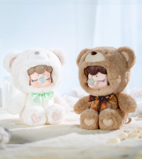 ROBOTIME Plush Doll Blind Box Figure,7 Inches Cute Anime Plush Doll Mystery Box Popular Collectible Toy Creative Kits for Birthday Gifts/Christmas Holiday Chocolate Colorful Plush Bear (1 pcs)