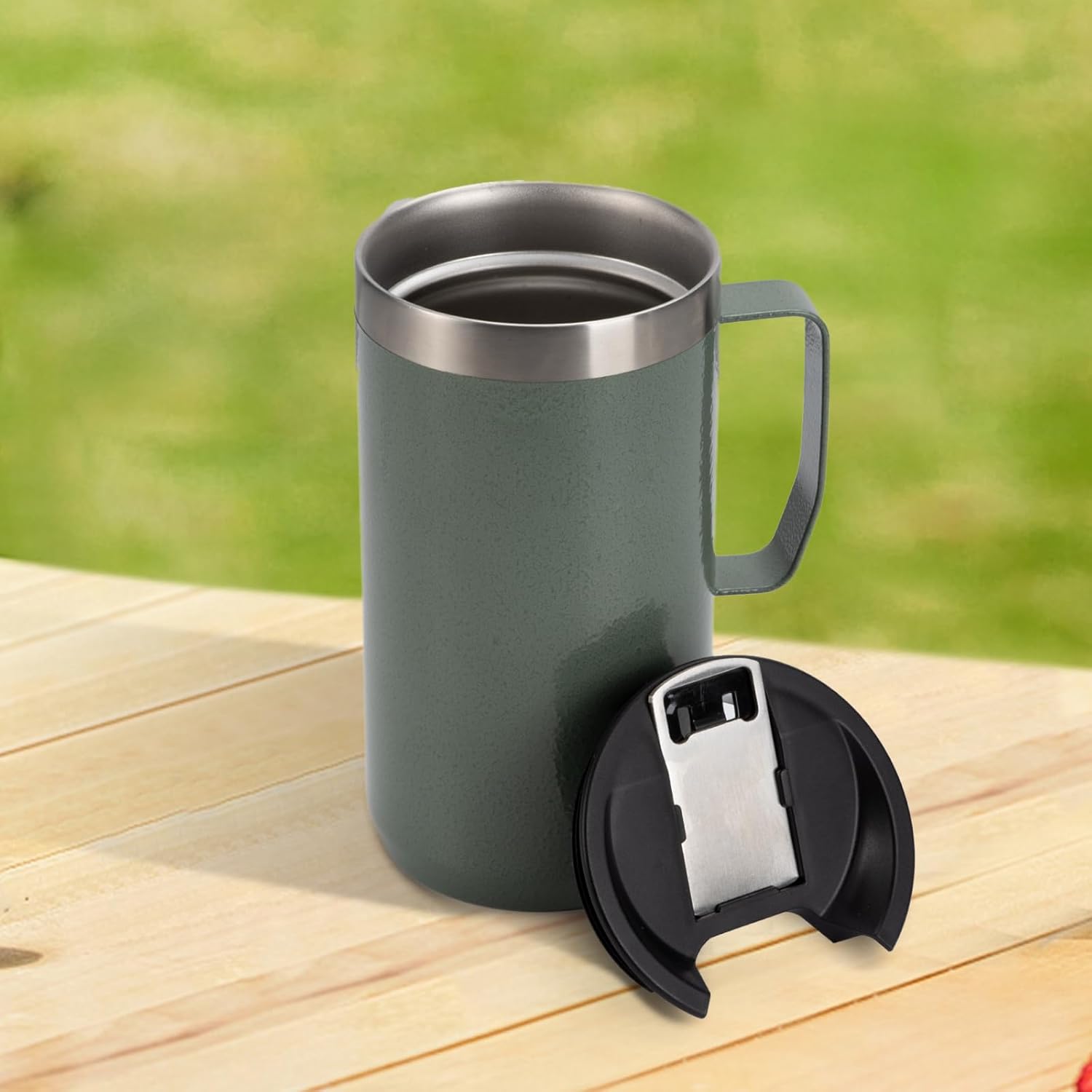 Replacement Cup Lid Compatible with Stanley 24oz Classic Legendary Camp Mug, Cup Cover with Bottle Opener, Wide Mouth Beer Lid, Black