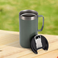 Replacement Cup Lid Compatible with Stanley 24oz Classic Legendary Camp Mug, Cup Cover with Bottle Opener, Wide Mouth Beer Lid, Black