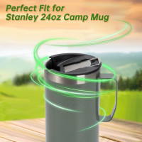 Replacement Cup Lid Compatible with Stanley 24oz Classic Legendary Camp Mug, Cup Cover with Bottle Opener, Wide Mouth Beer Lid, Black