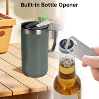Replacement Cup Lid Compatible with Stanley 24oz Classic Legendary Camp Mug, Cup Cover with Bottle Opener, Wide Mouth Beer Lid, Black