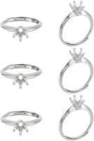 6 Pcs Brass Ring Bases, Adjustable Prong Ring Settings Platinum Ring Blank Finger Ring Findings for Crafting Jewelry Making