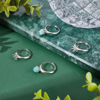 6 Pcs Brass Ring Bases, Adjustable Prong Ring Settings Platinum Ring Blank Finger Ring Findings for Crafting Jewelry Making
