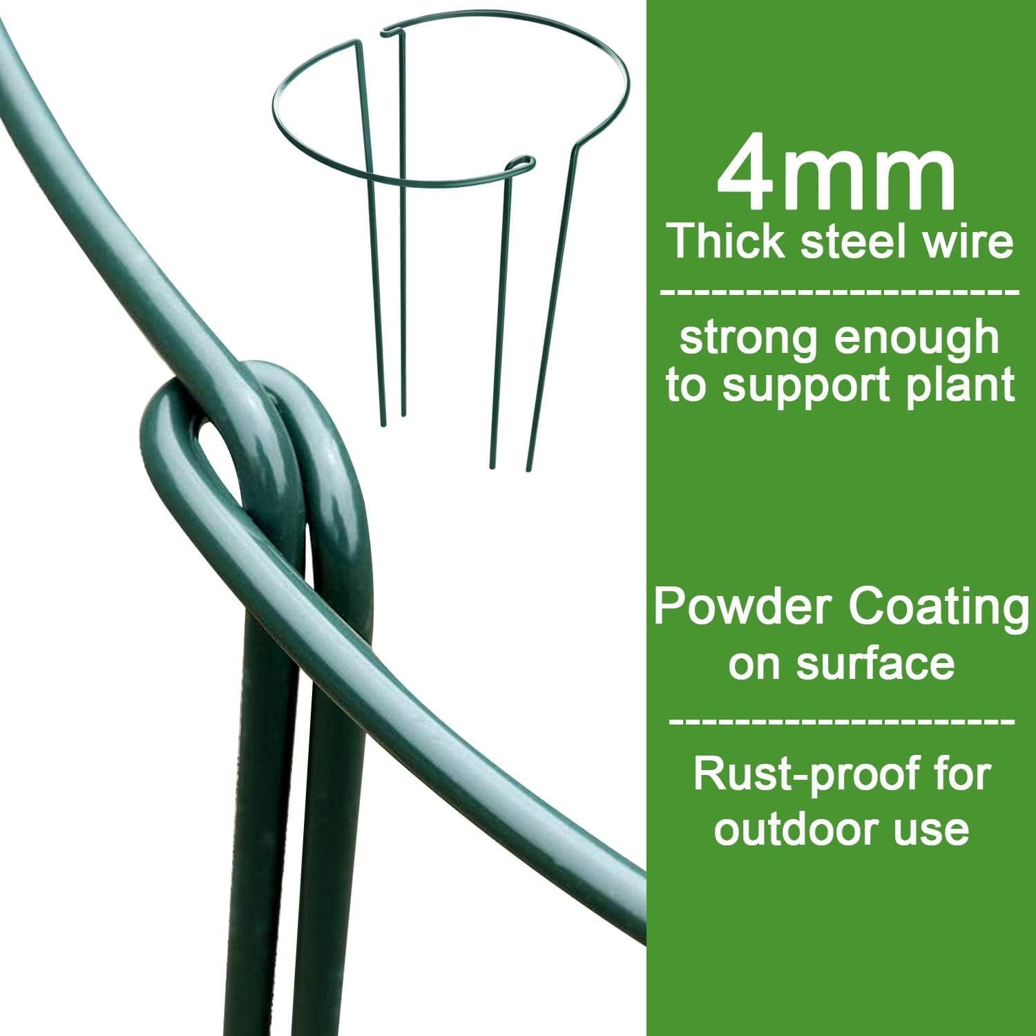 HiGift Plant Support Stakes, 6 Pack Metal Peony Cages and Supports, Garden Stakes Plant Support Cage, Large Plant Support Ring for Outdoor Indoor Snake Plant Peony Rose Flowers Vine (10