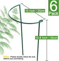 HiGift Plant Support Stakes, 6 Pack Metal Peony Cages and Supports, Garden Stakes Plant Support Cage, Large Plant Support Ring for Outdoor Indoor Snake Plant Peony Rose Flowers Vine (10