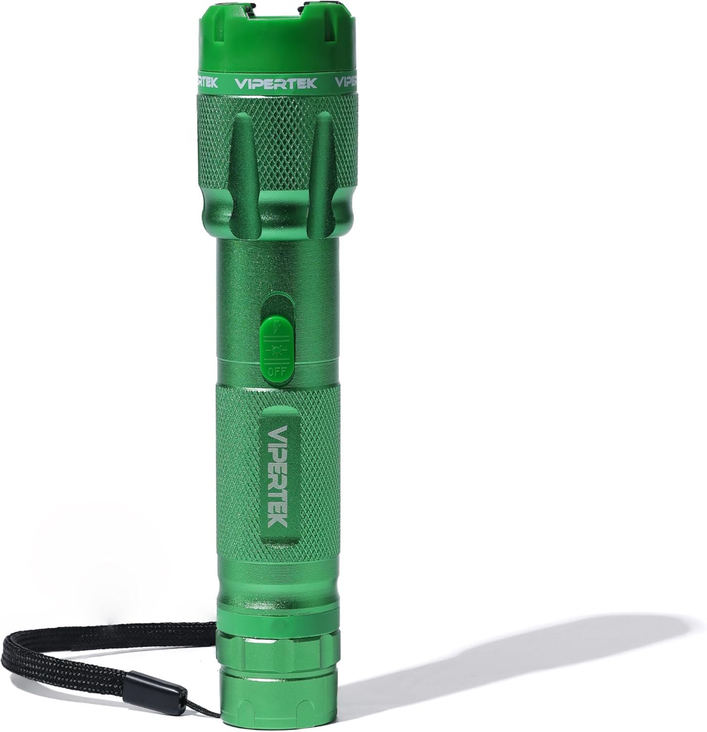 VIPERTEK VTS-T03 Aluminum Stun Gun for Self Defense Rechargeable with LED Flashlight, Green