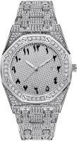 Hip Hop Watches for Men Octagon Iced-Out Bling Diamond Luxury Quartz Watches with Date Silver