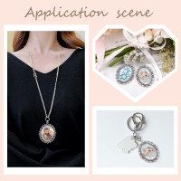 PH PandaHall Pendant Trays Set Wedding Bouquet Photo Charms Antique Silver Memory Charm Pendant Bezels Cabochon Blanks Settings 30x40mm Oval Glass Cabochon for Jewelry Making Wedding Graduation 5Sets Antique Silver Oval - 5 Sets