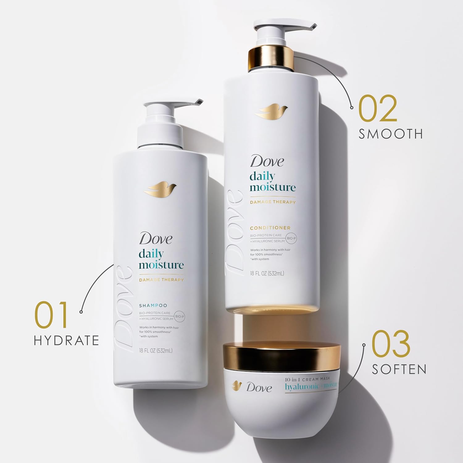 Dove Hair Hyaluronic Moisture for Dry Hair 10-in-1 Hydrating Hair Mask with Bio-Protein Care Technology and Hyaluronic Serum 9.2 Fl Oz 9.2 Fl Oz (Pack of 1) Hyaluronic + Moisture