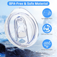 2 Pcs Replacement Lid Compatible with Stanley 24oz Classic Beer Stein, Clear Replacement Spill Proof Cup Lids with Sealing Silicone Ring, BPA-Free, Dishwasher Safe for Drinking Cup Cover