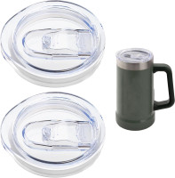 2 Pcs Replacement Lid Compatible with Stanley 24oz Classic Beer Stein, Clear Replacement Spill Proof Cup Lids with Sealing Silicone Ring, BPA-Free, Dishwasher Safe for Drinking Cup Cover