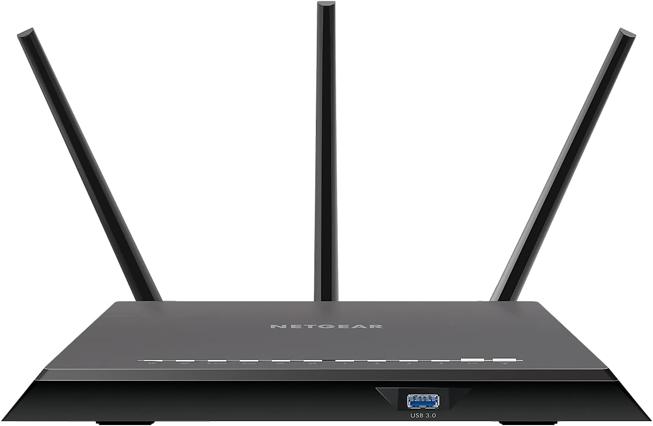 NETGEAR Nighthawk Smart Wi-Fi Router (R7000) - AC1900 Wireless Speed (Up to 1900 Mbps) | Up to 1800 Sq Ft Coverage & 30 Devices | 4 x 1G Ethernet and 2 USB Ports | Armor Security