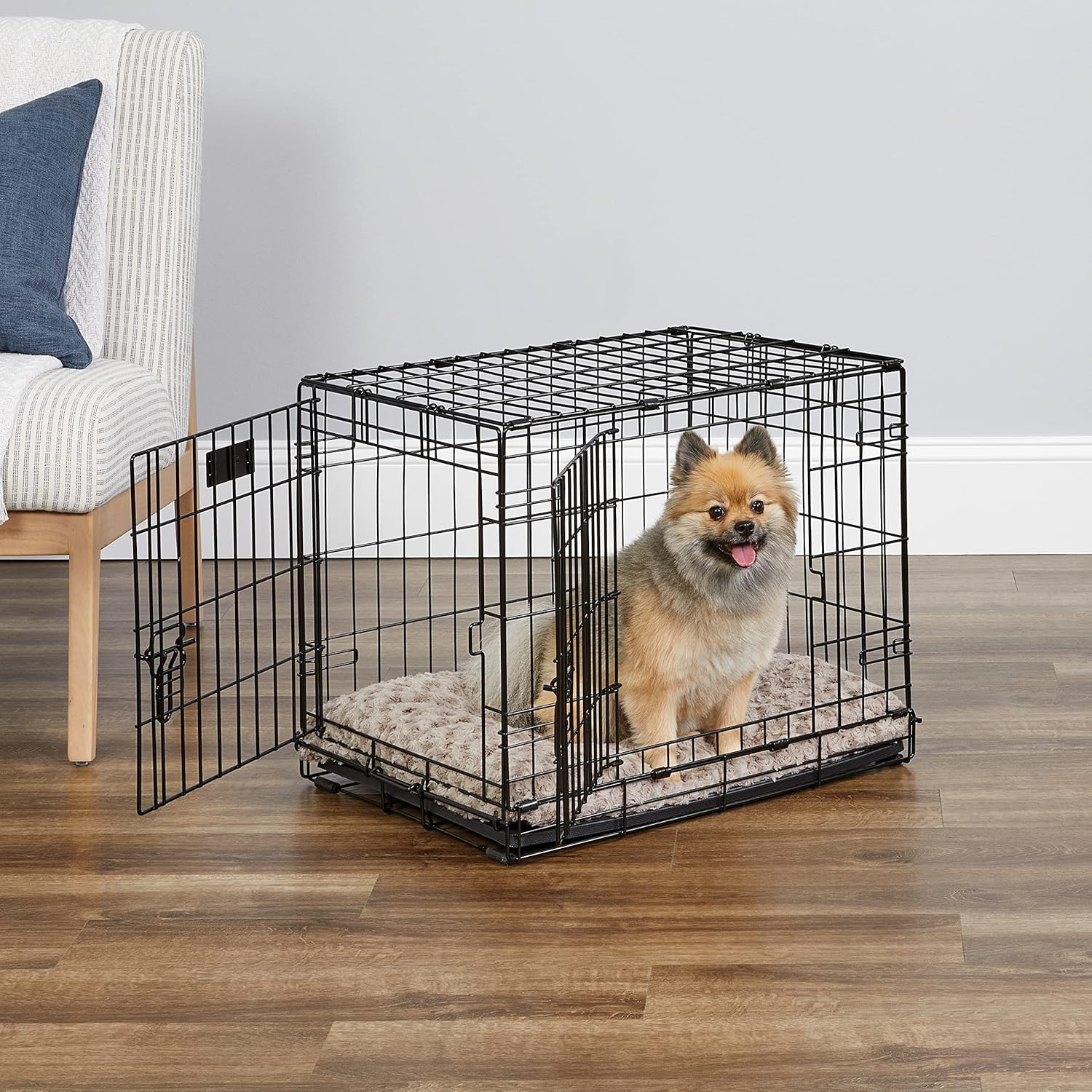 MidWest Homes for Pets 24-Inch Two-Door iCrate Folding Dog Crate with Divider Panel, Leak-Proof Tray & Secure Latches – Metal Wire Kennel for Small Breeds – Portable, Durable & Easy to Assemble 24.8