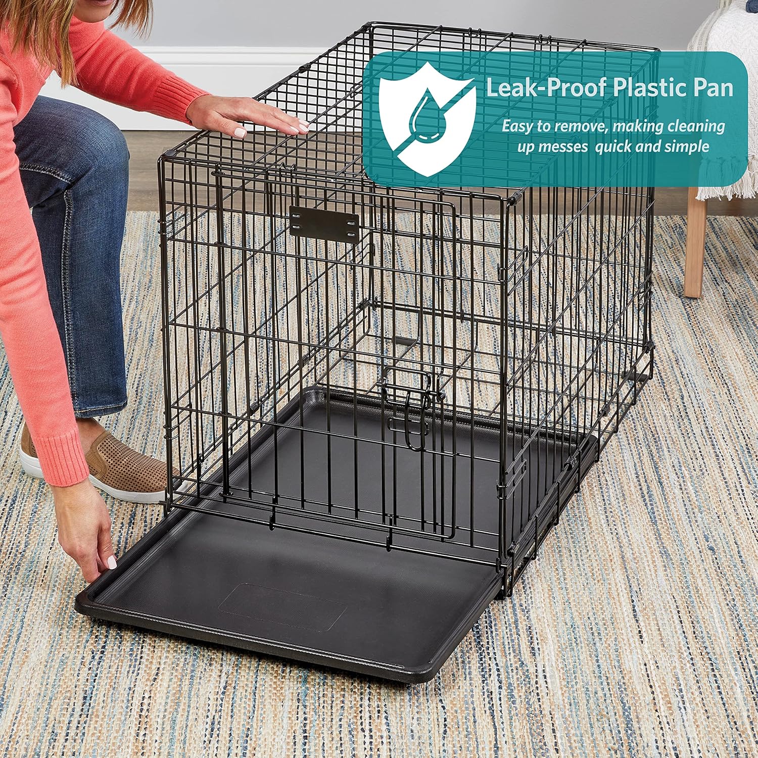 MidWest Homes for Pets 24-Inch Two-Door iCrate Folding Dog Crate with Divider Panel, Leak-Proof Tray & Secure Latches – Metal Wire Kennel for Small Breeds – Portable, Durable & Easy to Assemble 24.8