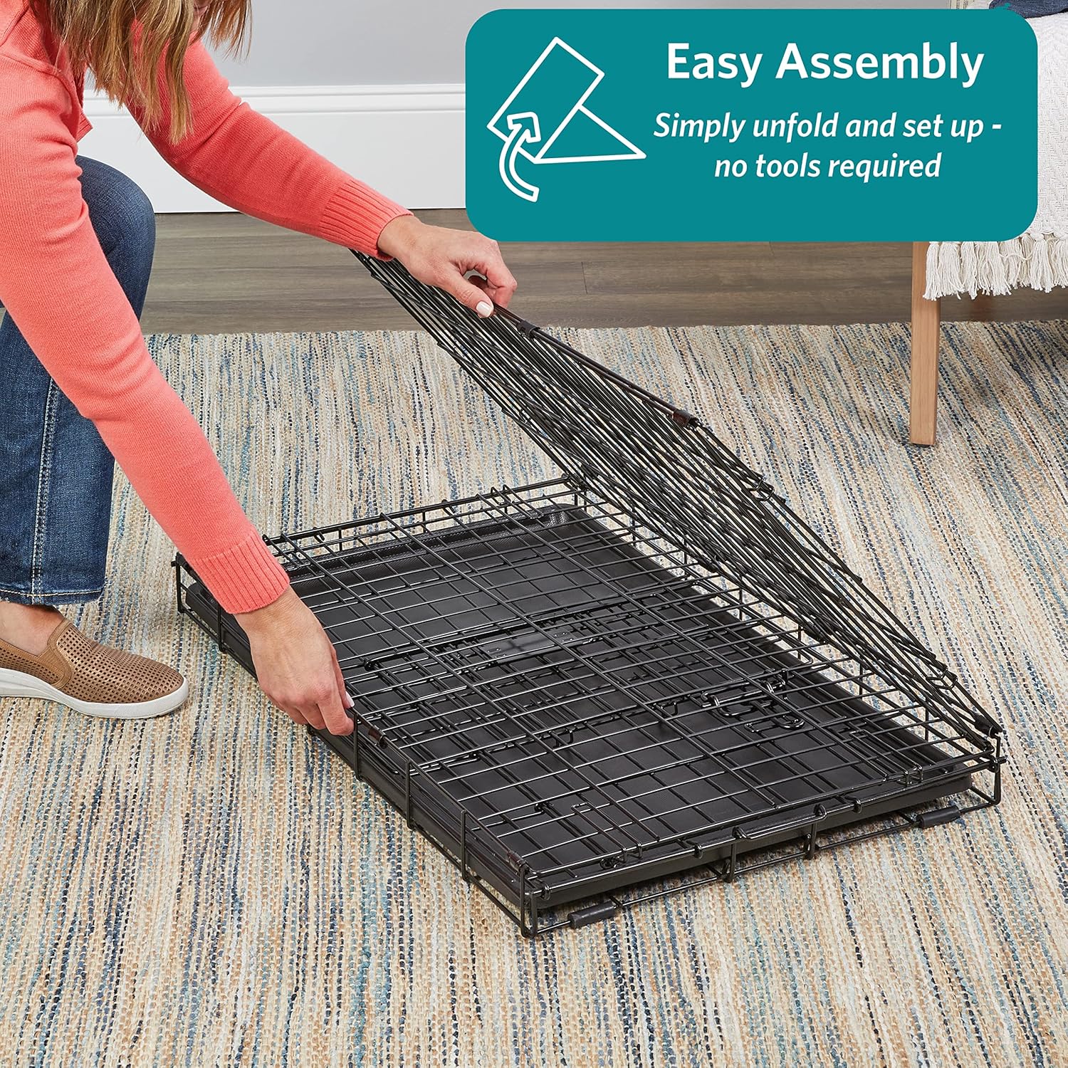 MidWest Homes for Pets 24-Inch Two-Door iCrate Folding Dog Crate with Divider Panel, Leak-Proof Tray & Secure Latches – Metal Wire Kennel for Small Breeds – Portable, Durable & Easy to Assemble 24.8