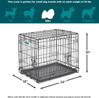 MidWest Homes for Pets 24-Inch Two-Door iCrate Folding Dog Crate with Divider Panel, Leak-Proof Tray & Secure Latches – Metal Wire Kennel for Small Breeds – Portable, Durable & Easy to Assemble 24.8
