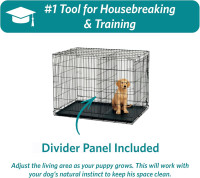 MidWest Homes for Pets 24-Inch Two-Door iCrate Folding Dog Crate with Divider Panel, Leak-Proof Tray & Secure Latches – Metal Wire Kennel for Small Breeds – Portable, Durable & Easy to Assemble 24.8