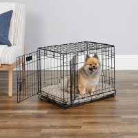 MidWest Homes for Pets 24-Inch Two-Door iCrate Folding Dog Crate with Divider Panel, Leak-Proof Tray & Secure Latches – Metal Wire Kennel for Small Breeds – Portable, Durable & Easy to Assemble 24.8