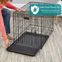 MidWest Homes for Pets 24-Inch Two-Door iCrate Folding Dog Crate with Divider Panel, Leak-Proof Tray & Secure Latches – Metal Wire Kennel for Small Breeds – Portable, Durable & Easy to Assemble 24.8