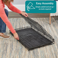 MidWest Homes for Pets 24-Inch Two-Door iCrate Folding Dog Crate with Divider Panel, Leak-Proof Tray & Secure Latches – Metal Wire Kennel for Small Breeds – Portable, Durable & Easy to Assemble 24.8