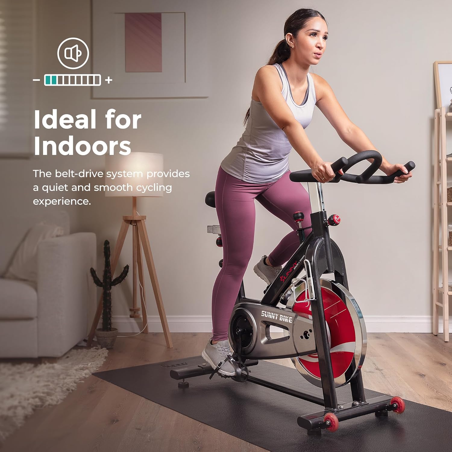Sunny Health & Fitness Heavy-Duty Indoor Stationary Exercise Bike w/49 LB Flywheel & 275LB Capacity, 4-Way Adjustable Seat & Multi-Grip Handlebar for Cardio Training & Cycling workout at Home Classic 49LB Flywheel