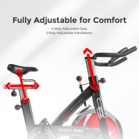 Sunny Health & Fitness Heavy-Duty Indoor Stationary Exercise Bike w/49 LB Flywheel & 275LB Capacity, 4-Way Adjustable Seat & Multi-Grip Handlebar for Cardio Training & Cycling workout at Home Classic 49LB Flywheel