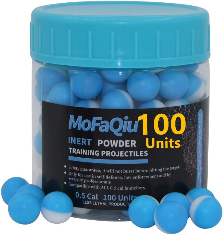 Inert Projectiles - 50 Cal Training Powder Ball, Training Projectile,Fracture Groove Design，Laser Welding No Leakage,Compatible with All .50 Cal Pepper Ball、Pepper Projectile launchers(100 Count)