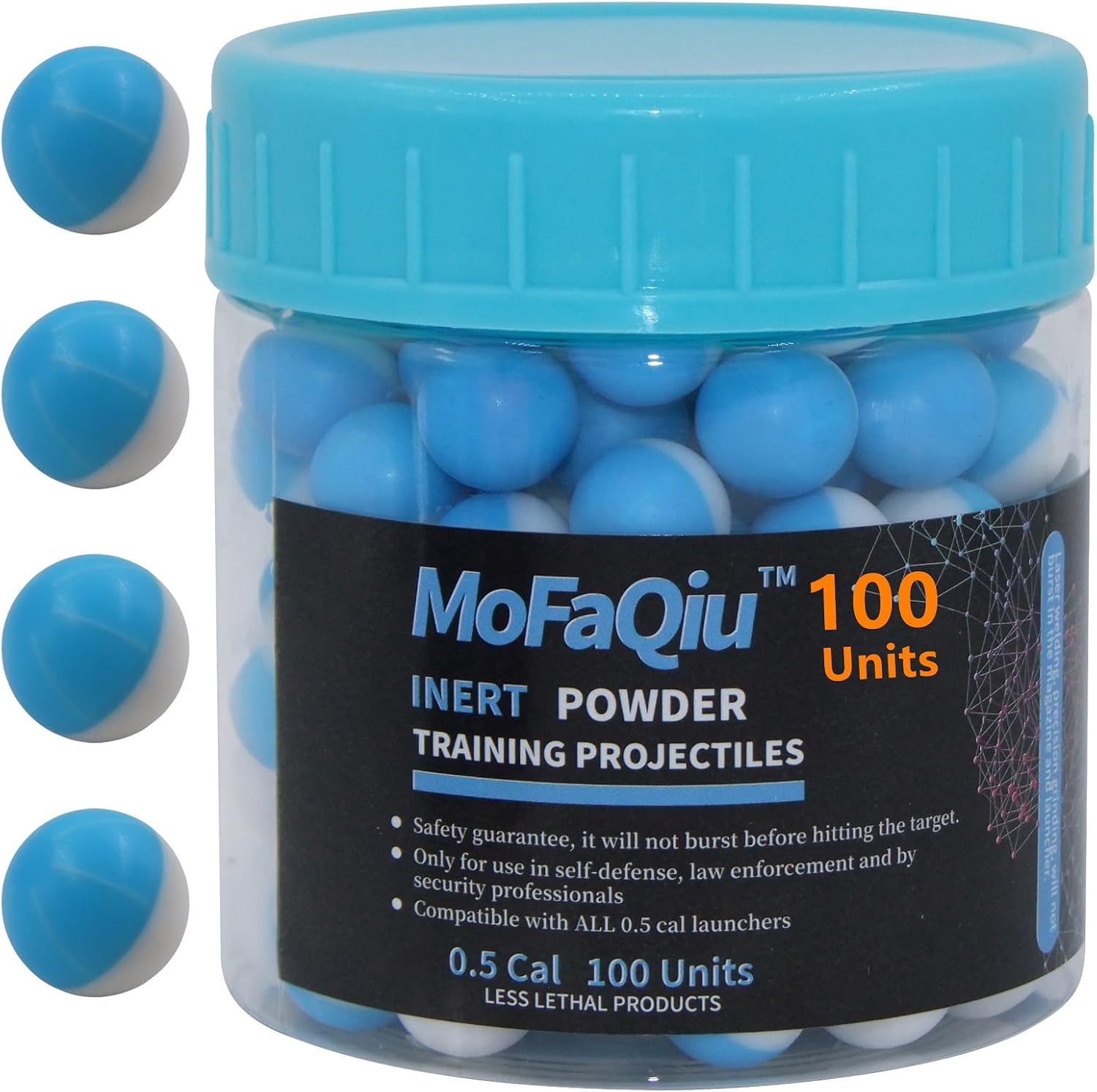 Inert Projectiles - 50 Cal Training Powder Ball, Training Projectile,Fracture Groove Design，Laser Welding No Leakage,Compatible with All .50 Cal Pepper Ball、Pepper Projectile launchers(100 Count)
